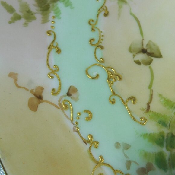 Haviland Tan and Green Plate # 21762 - Picture 2 of 4